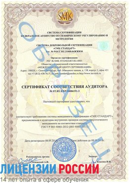 Образец сертификата соответствия аудитора №ST.RU.EXP.00006191-3 Котово Сертификат ISO 50001